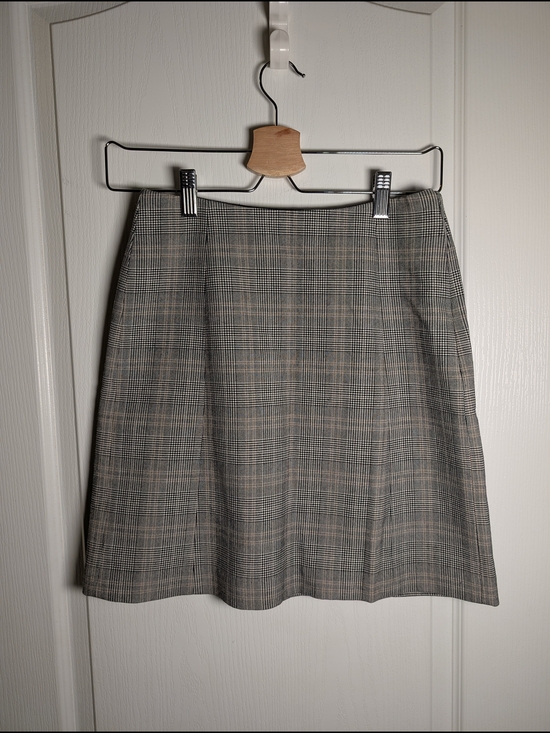 Aritzia Dresses & Skirts - Aritzia Plaid A-Line Skirt in Gray and Tan